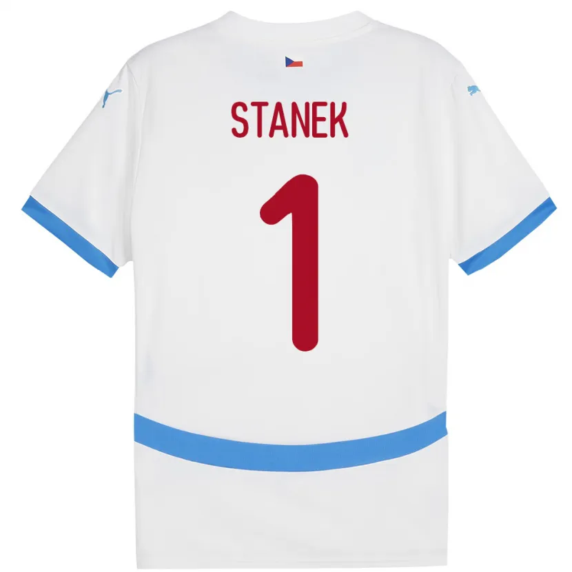 Danxen Herren Tschechien Jindrich Stanek #1 Weiß Auswärtstrikot Trikot 24-26 T-Shirt Schweiz