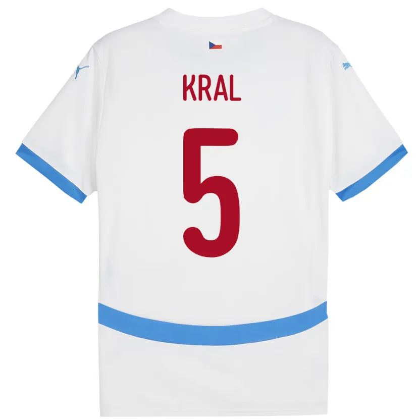 Danxen Herren Tschechien Tomas Kral #5 Weiß Auswärtstrikot Trikot 24-26 T-Shirt Schweiz