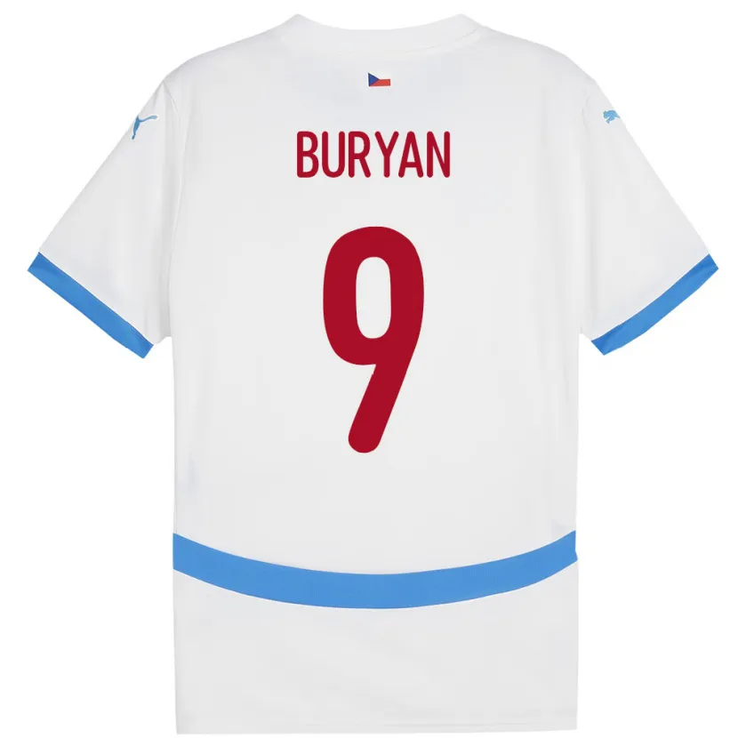 Danxen Herren Tschechien Jan Buryan #9 Weiß Auswärtstrikot Trikot 24-26 T-Shirt Schweiz