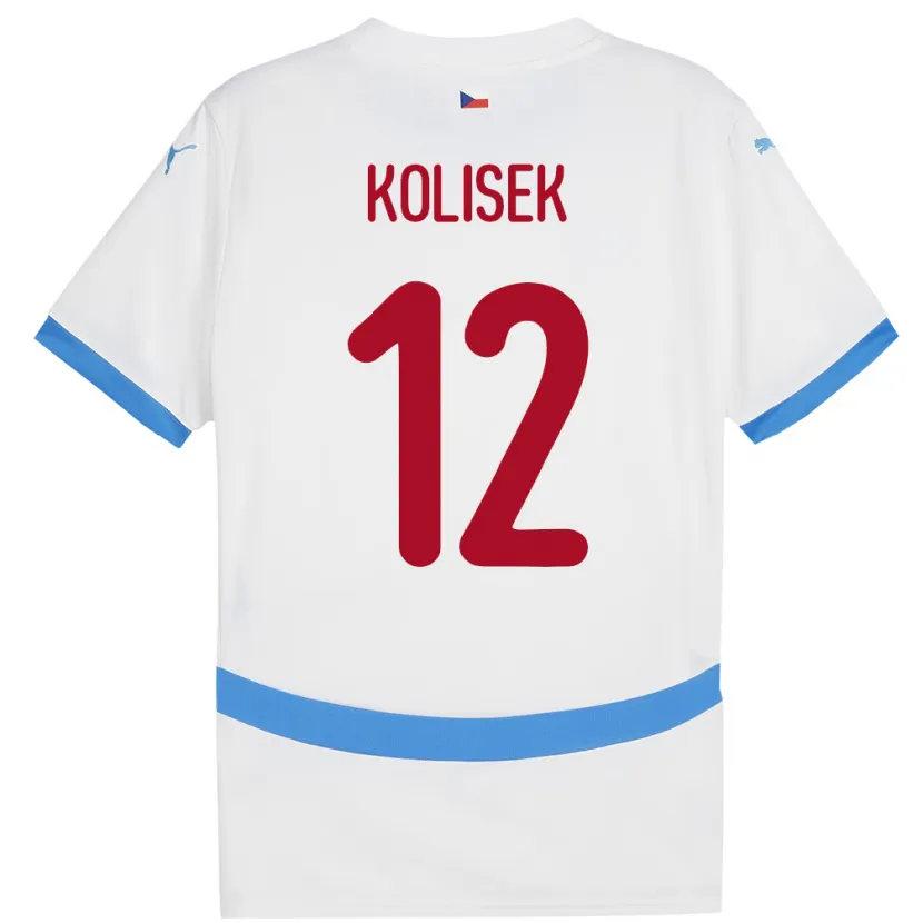 Danxen Herren Tschechien Jakub Kolisek #12 Weiß Auswärtstrikot Trikot 24-26 T-Shirt Schweiz