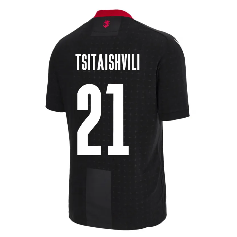 Danxen Herren Georgien Georgiy Tsitaishvili #21 Schwarz Auswärtstrikot Trikot 24-26 T-Shirt Schweiz