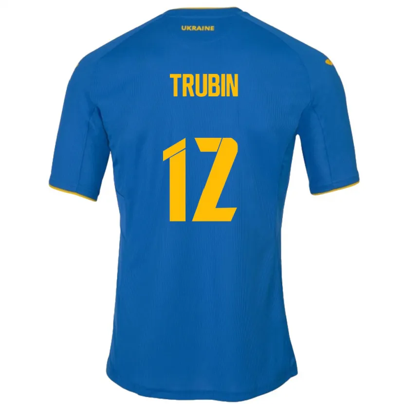 Danxen Herren Ukraine Anatoliy Trubin #12 Blau Auswärtstrikot Trikot 24-26 T-Shirt Schweiz