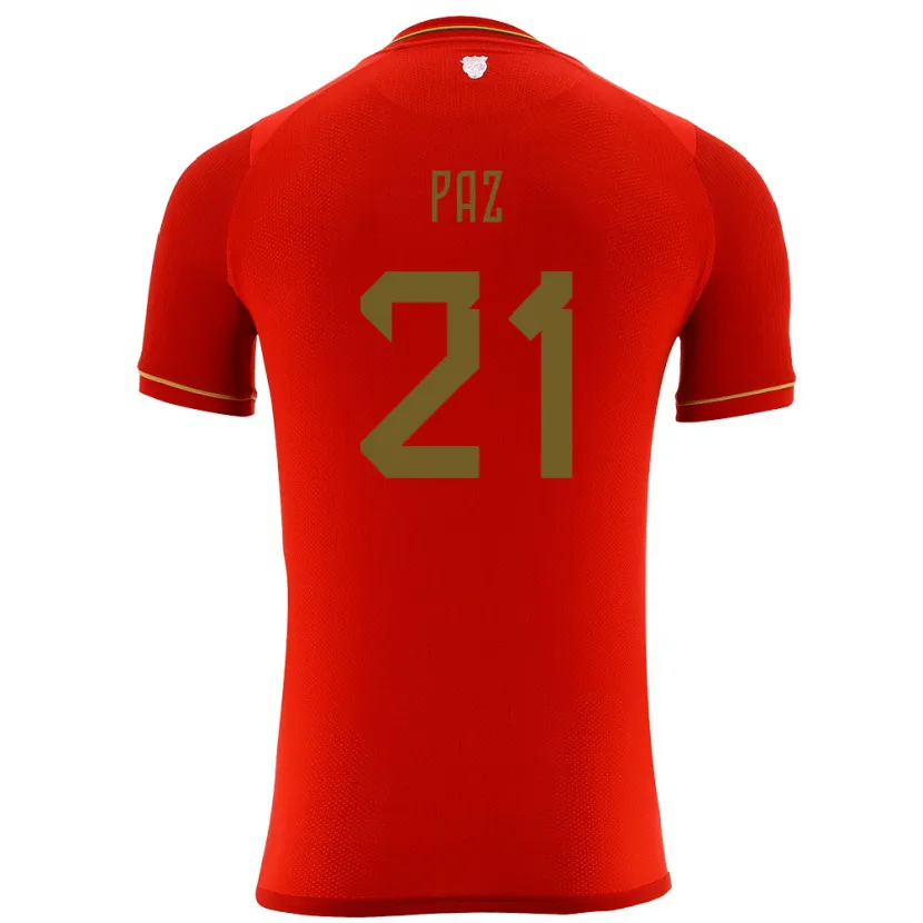 Danxen Herren Bolivien Luis Paz #21 Rot Auswärtstrikot Trikot 24-26 T-Shirt Schweiz