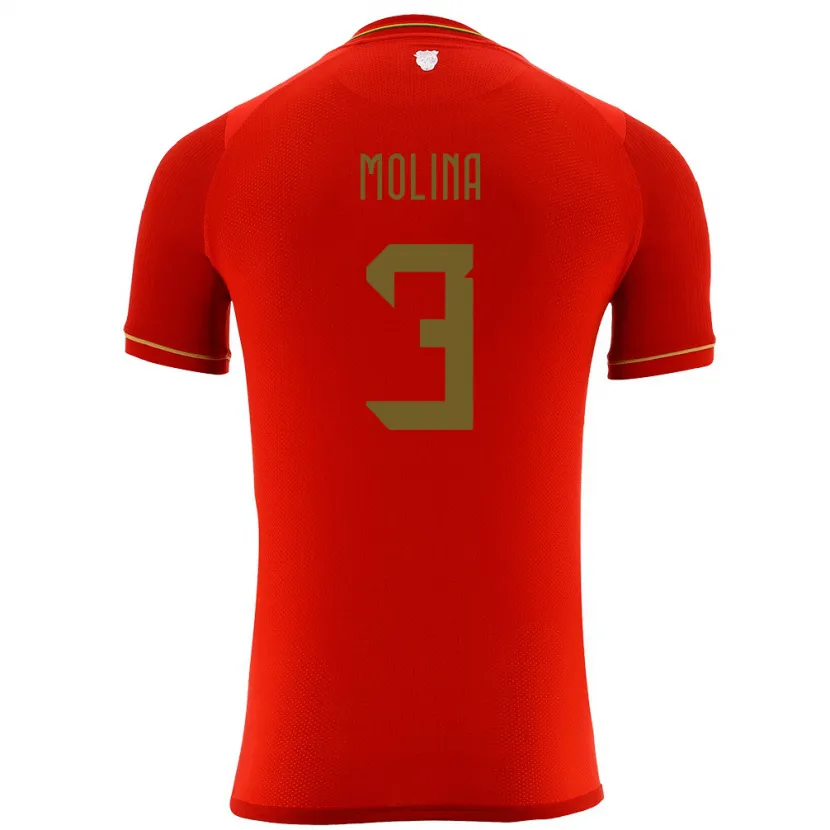 Danxen Herren Bolivien Iván Molina #3 Rot Auswärtstrikot Trikot 24-26 T-Shirt Schweiz