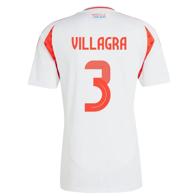 Danxen Herren Chile Jonathan Villagra #3 Weiß Auswärtstrikot Trikot 24-26 T-Shirt Schweiz