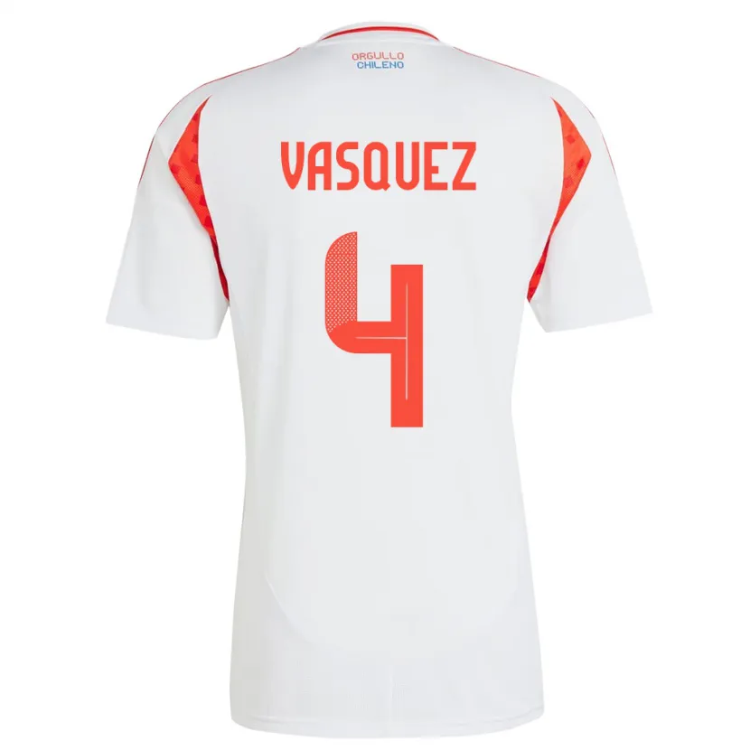 Danxen Herren Chile Matías Vásquez #4 Weiß Auswärtstrikot Trikot 24-26 T-Shirt Schweiz