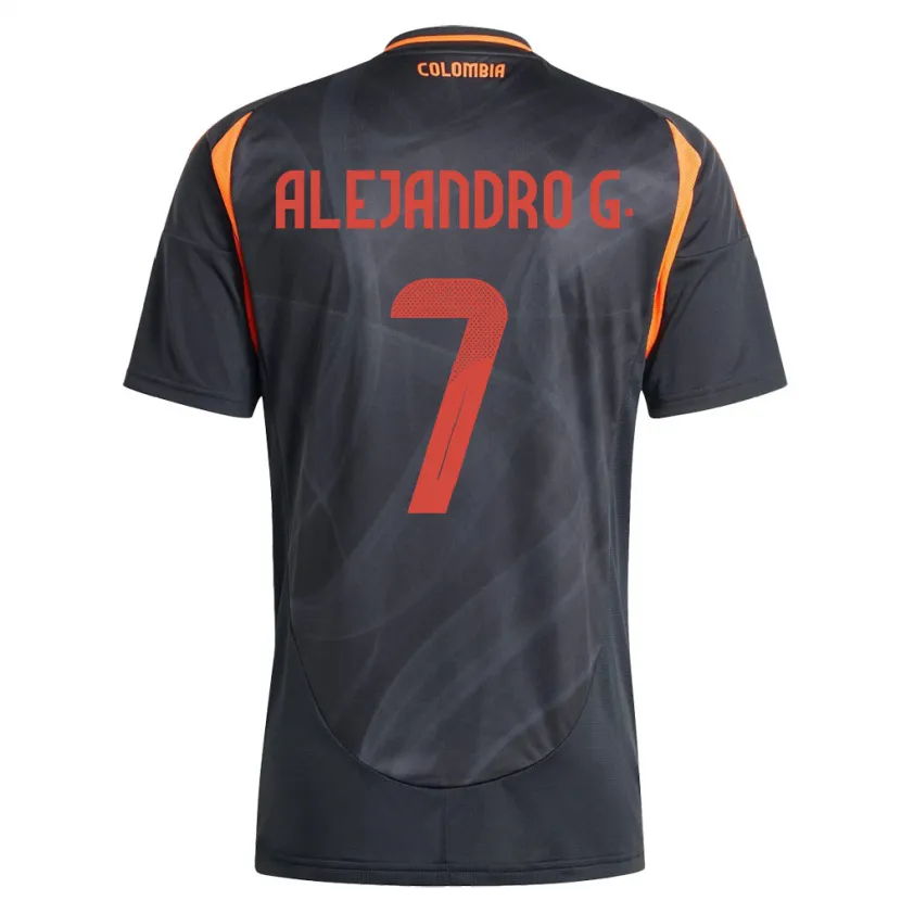 Danxen Herren Kolumbien Alejandro García #7 Schwarz Auswärtstrikot Trikot 24-26 T-Shirt Schweiz