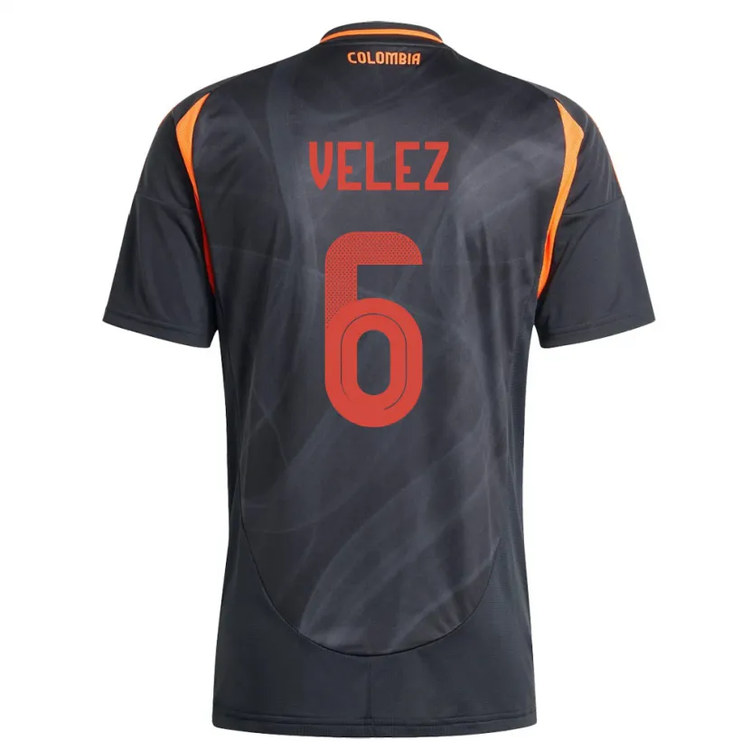 Danxen Herren Kolumbien Jhon Vélez #6 Schwarz Auswärtstrikot Trikot 24-26 T-Shirt Schweiz