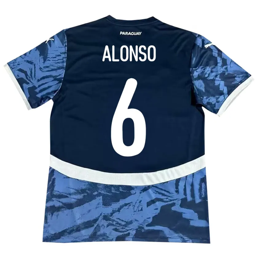 Danxen Herren Paraguay Júnior Alonso #6 Blau Auswärtstrikot Trikot 24-26 T-Shirt Schweiz