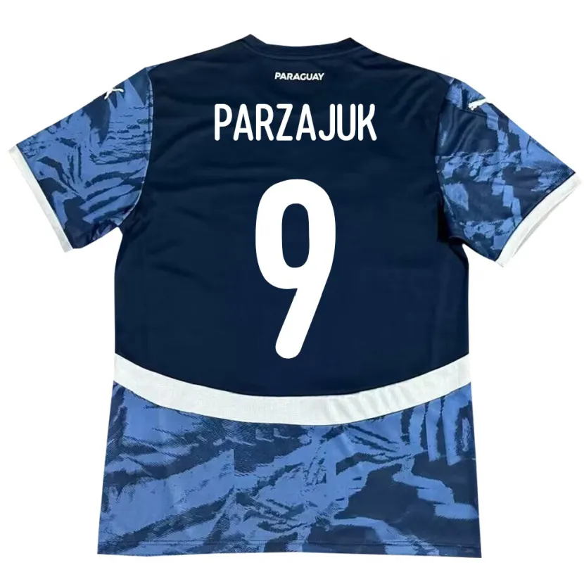 Danxen Herren Paraguay Kevin Parzajuk #9 Blau Auswärtstrikot Trikot 24-26 T-Shirt Schweiz