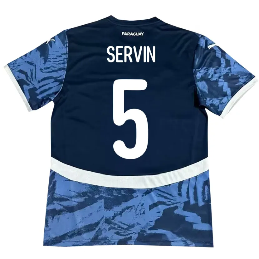 Danxen Herren Paraguay Thiago Servín #5 Blau Auswärtstrikot Trikot 24-26 T-Shirt Schweiz