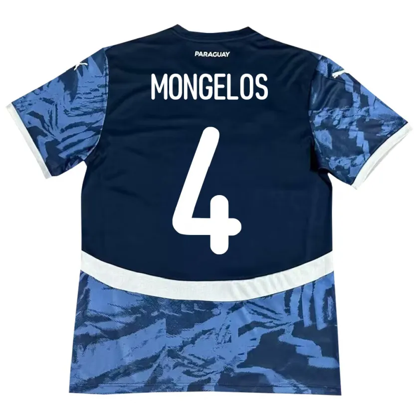 Danxen Herren Paraguay Rolando Mongelós #4 Blau Auswärtstrikot Trikot 24-26 T-Shirt Schweiz