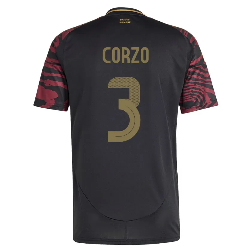 Danxen Herren Peru Aldo Corzo #3 Schwarz Auswärtstrikot Trikot 24-26 T-Shirt Schweiz