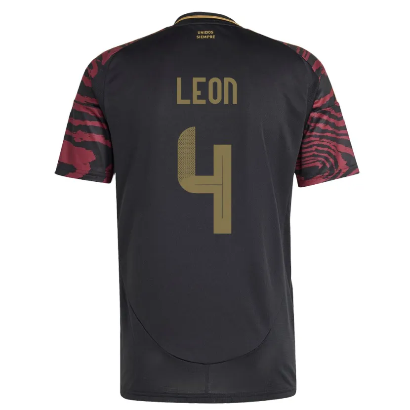 Danxen Herren Peru Mía León #4 Schwarz Auswärtstrikot Trikot 24-26 T-Shirt Schweiz