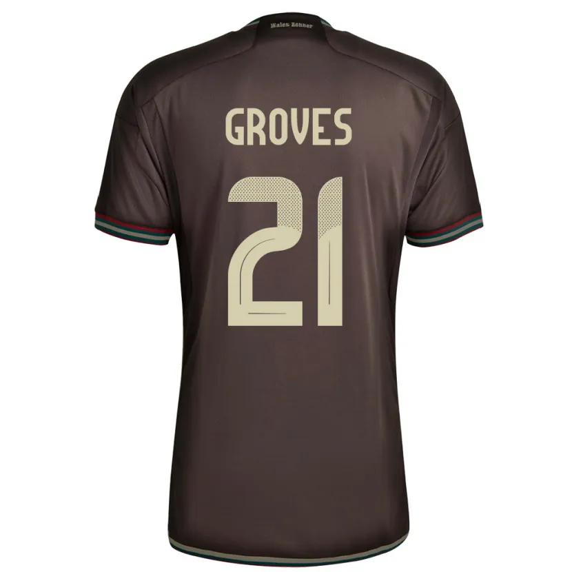 Danxen Herren Jamaika Isreala Groves #21 Nachtbraun Auswärtstrikot Trikot 24-26 T-Shirt Schweiz