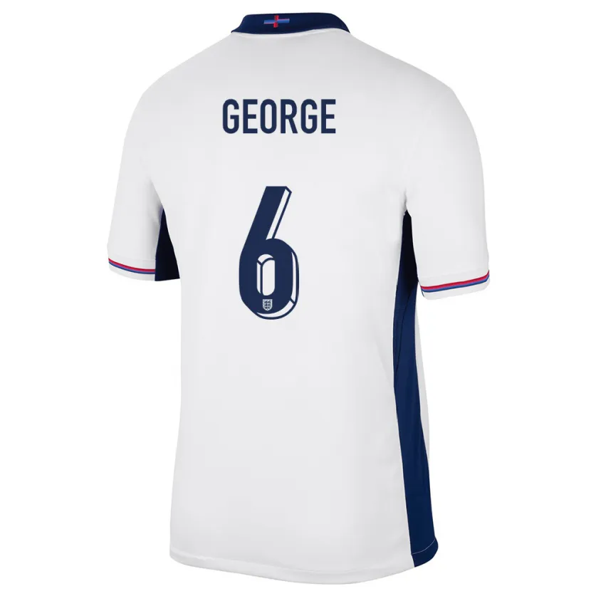 Danxen Damen England Gabby George #6 Weiß Heimtrikot Trikot 24-26 T-Shirt Schweiz