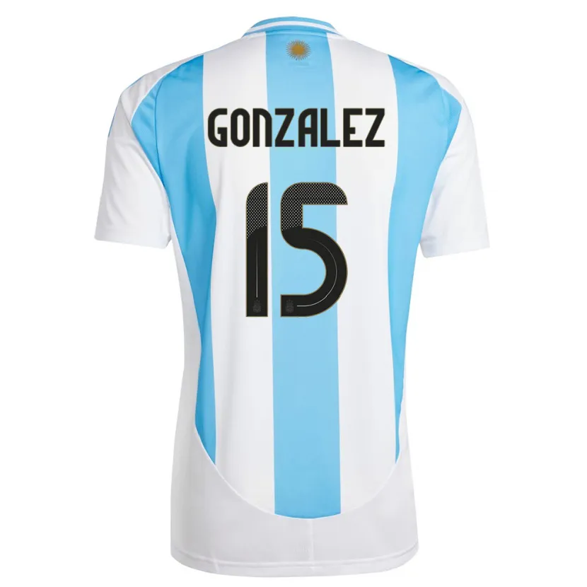 Danxen Damen Argentinien Nicolas Gonzalez #15 Weiß Blau Heimtrikot Trikot 24-26 T-Shirt Schweiz