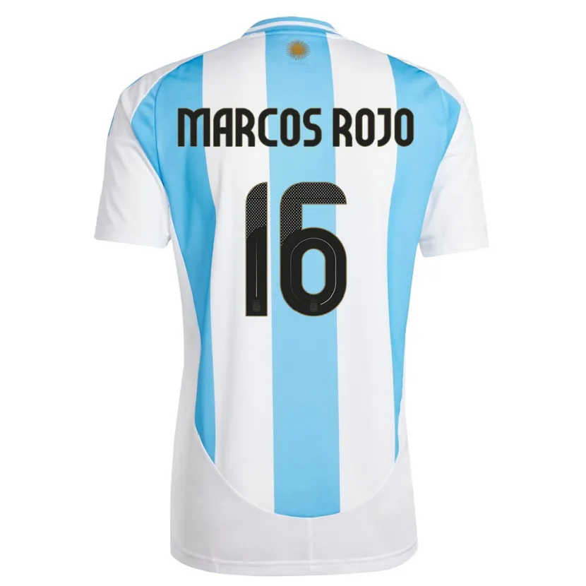 Danxen Damen Argentinien Marcos Rojo #16 Weiß Blau Heimtrikot Trikot 24-26 T-Shirt Schweiz