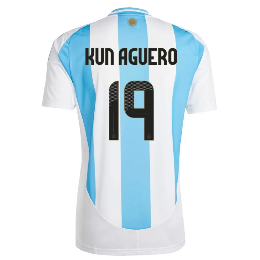Danxen Damen Argentinien Sergio Aguero #19 Weiß Blau Heimtrikot Trikot 24-26 T-Shirt Schweiz