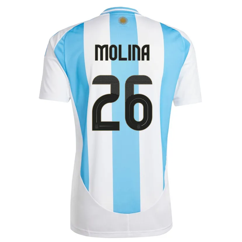 Danxen Damen Argentinien Nahuel Molina #26 Weiß Blau Heimtrikot Trikot 24-26 T-Shirt Schweiz