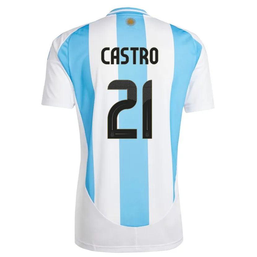 Danxen Damen Argentinien Santiago Castro #21 Weiß Blau Heimtrikot Trikot 24-26 T-Shirt Schweiz