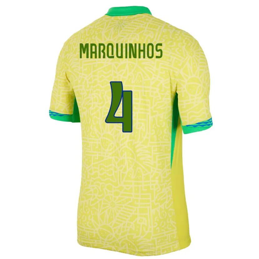Danxen Damen Brasilien Marquinhos #4 Gelb Heimtrikot Trikot 24-26 T-Shirt Schweiz