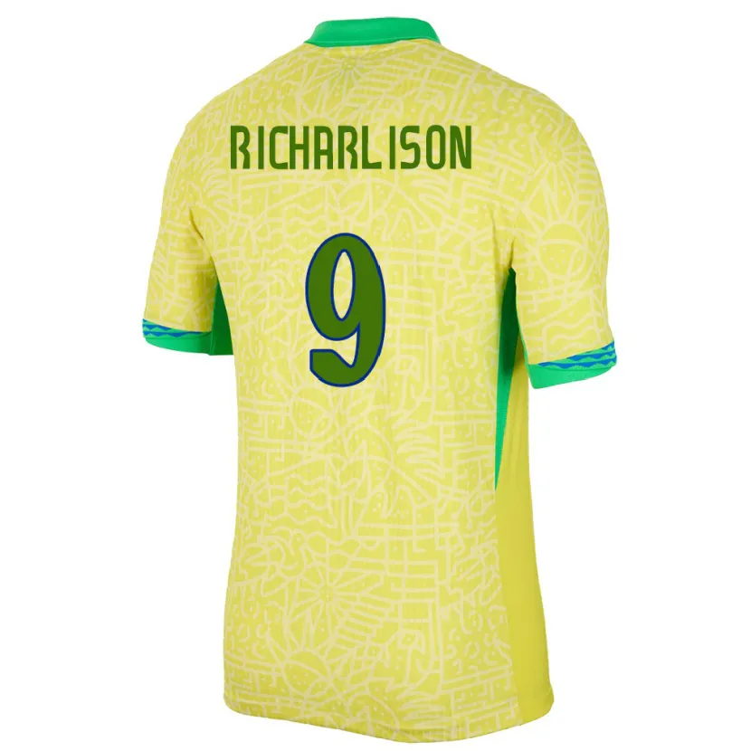 Danxen Damen Brasilien Richarlison #9 Gelb Heimtrikot Trikot 24-26 T-Shirt Schweiz