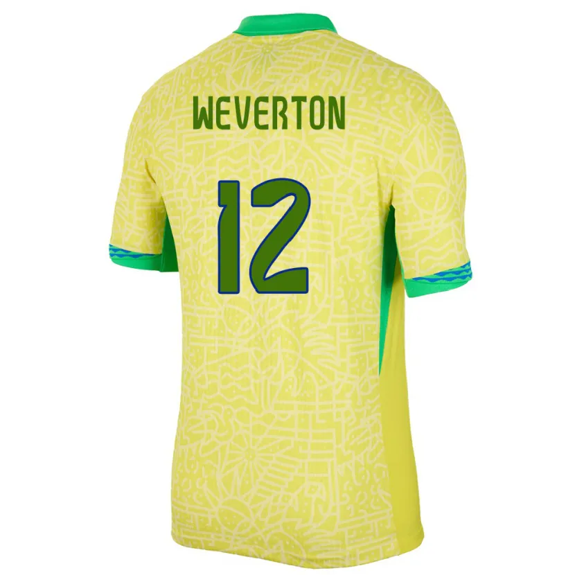 Danxen Damen Brasilien Weverton #12 Gelb Heimtrikot Trikot 24-26 T-Shirt Schweiz