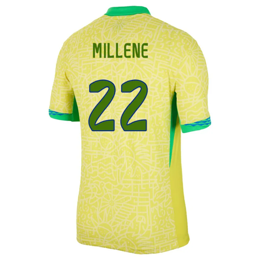 Danxen Damen Brasilien Millene #22 Gelb Heimtrikot Trikot 24-26 T-Shirt Schweiz