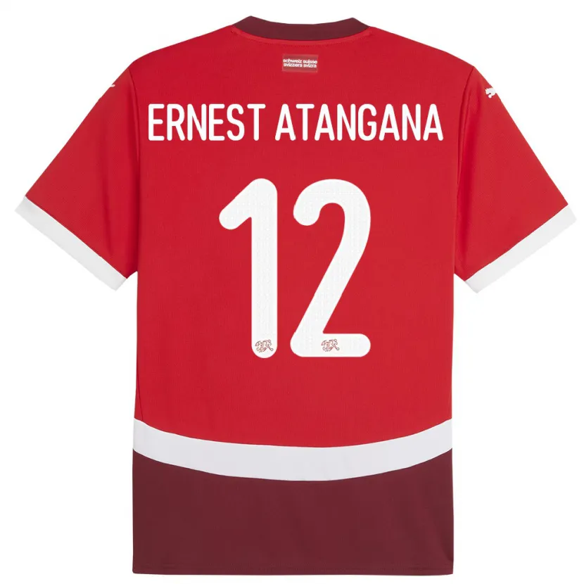 Danxen Damen Schweiz Brian Ernest Atangana #12 Rot Heimtrikot Trikot 24-26 T-Shirt Schweiz