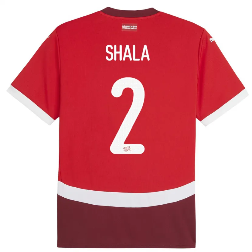 Danxen Damen Schweiz Besnik Shala #2 Rot Heimtrikot Trikot 24-26 T-Shirt Schweiz