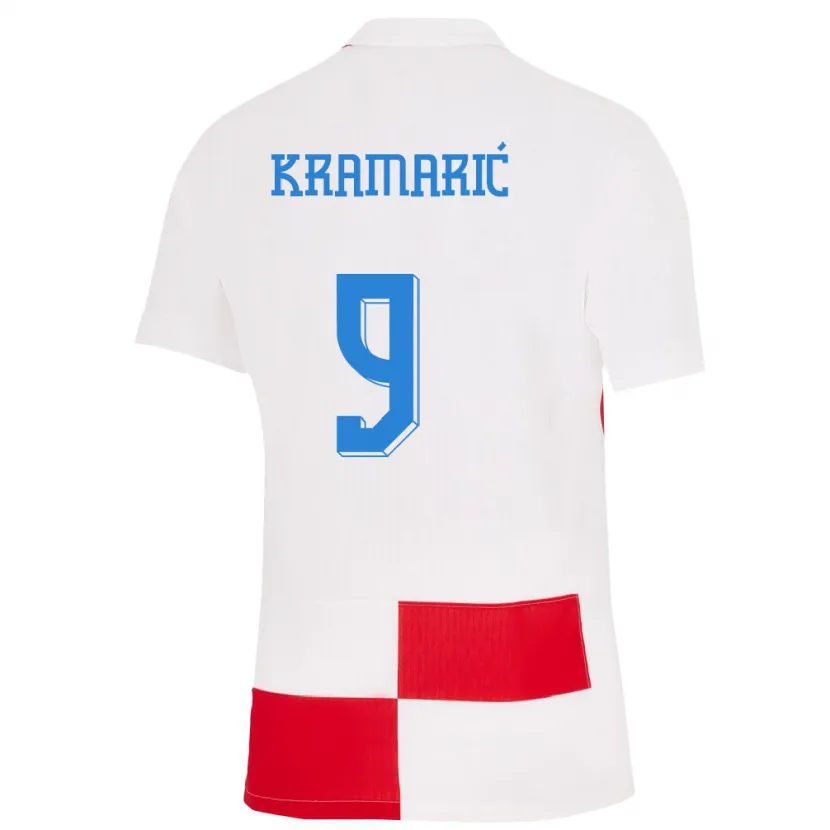 Danxen Damen Kroatien Andrej Kramaric #9 Weiß Rot Heimtrikot Trikot 24-26 T-Shirt Schweiz