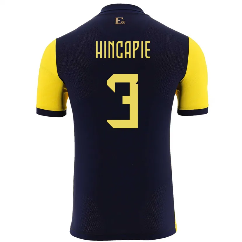 Danxen Damen Ecuador Piero Hincapie #3 Gelb Heimtrikot Trikot 24-26 T-Shirt Schweiz