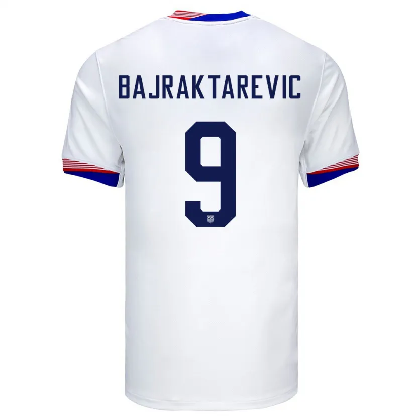 Danxen Damen Vereinigte Staaten Esmir Bajraktarevic #9 Weiß Heimtrikot Trikot 24-26 T-Shirt Schweiz