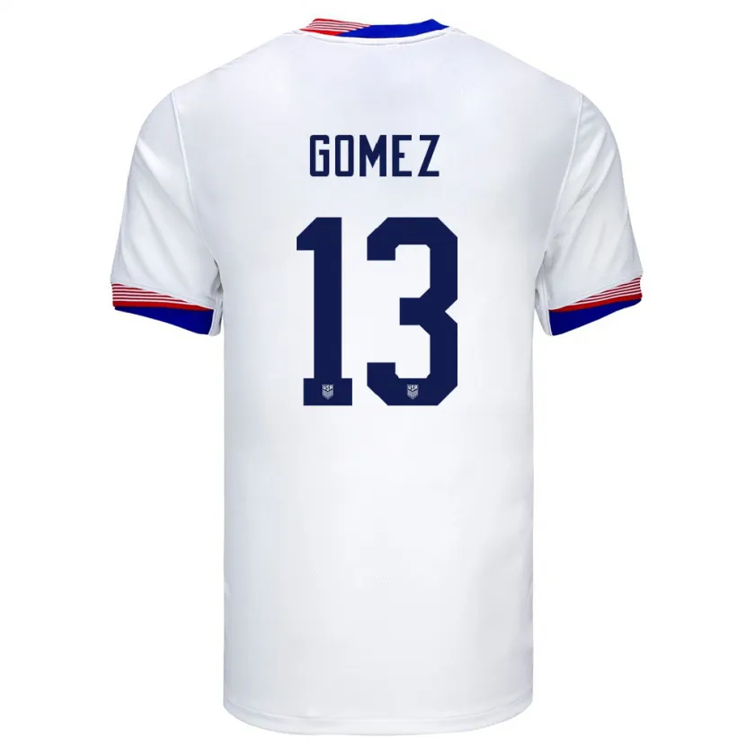 Danxen Damen Vereinigte Staaten Jonathan Gomez #13 Weiß Heimtrikot Trikot 24-26 T-Shirt Schweiz