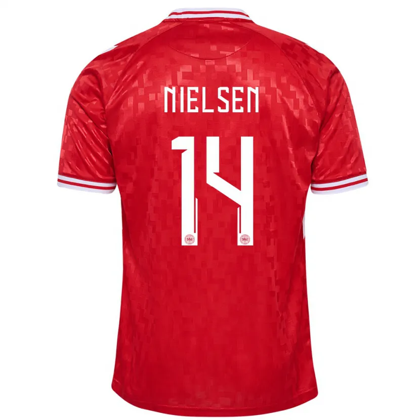 Danxen Damen Dänemark Julius Nielsen #14 Rot Heimtrikot Trikot 24-26 T-Shirt Schweiz