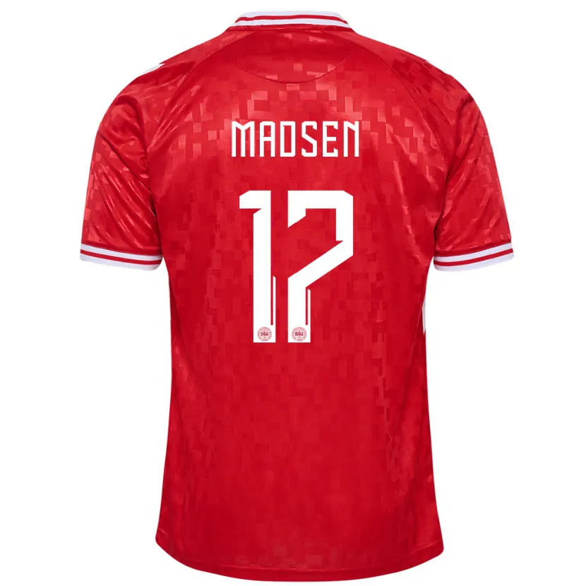 Danxen Damen Dänemark Nicolas Madsen #17 Rot Heimtrikot Trikot 24-26 T-Shirt Schweiz