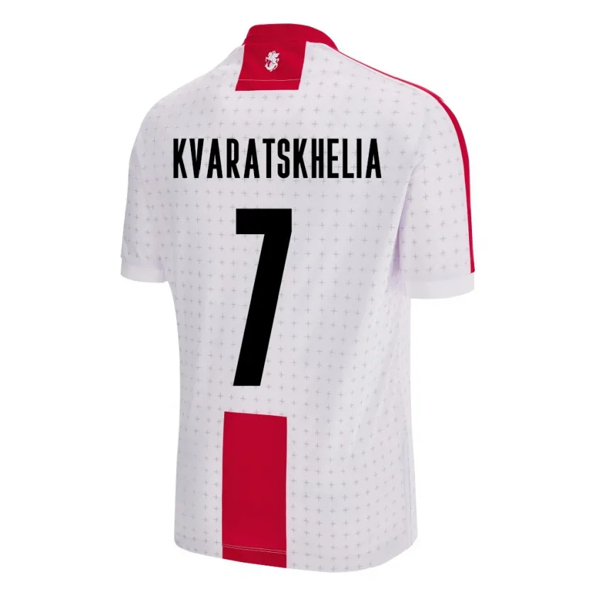 Danxen Damen Georgien Khvicha Kvaratskhelia #7 Weiß Heimtrikot Trikot 24-26 T-Shirt Schweiz