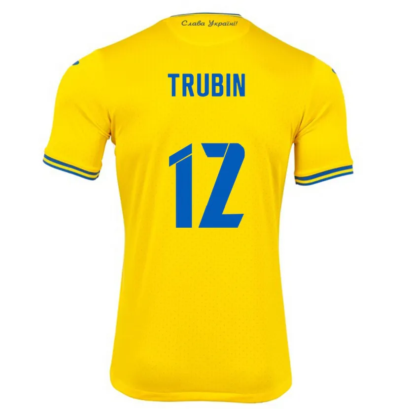 Danxen Damen Ukraine Anatoliy Trubin #12 Gelb Heimtrikot Trikot 24-26 T-Shirt Schweiz
