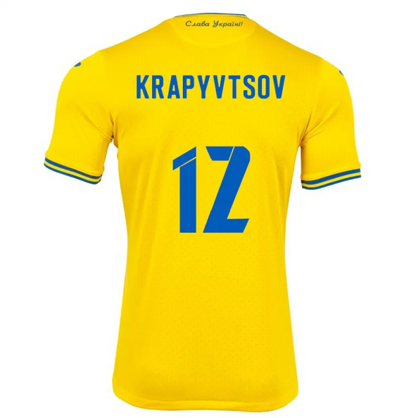 Danxen Damen Ukraine Vladyslav Krapyvtsov #12 Gelb Heimtrikot Trikot 24-26 T-Shirt Schweiz