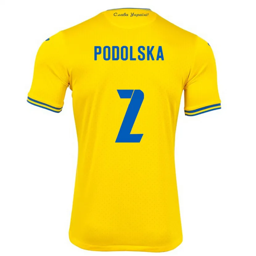 Danxen Damen Ukraine Iryna Podolska #2 Gelb Heimtrikot Trikot 24-26 T-Shirt Schweiz
