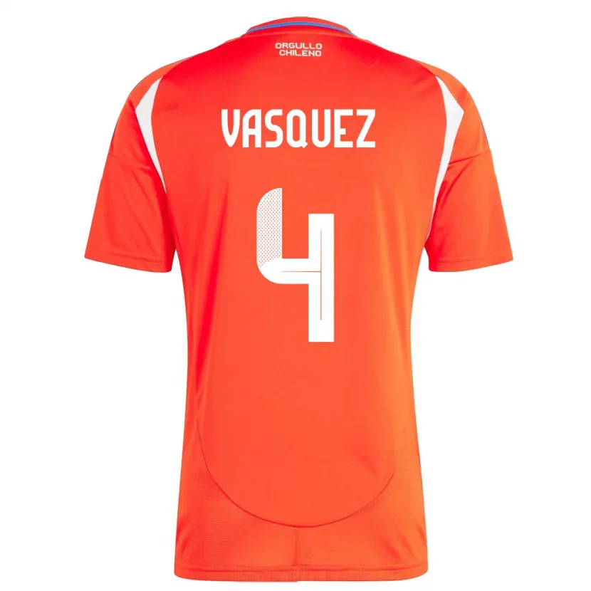 Danxen Damen Chile Matías Vásquez #4 Rot Heimtrikot Trikot 24-26 T-Shirt Schweiz