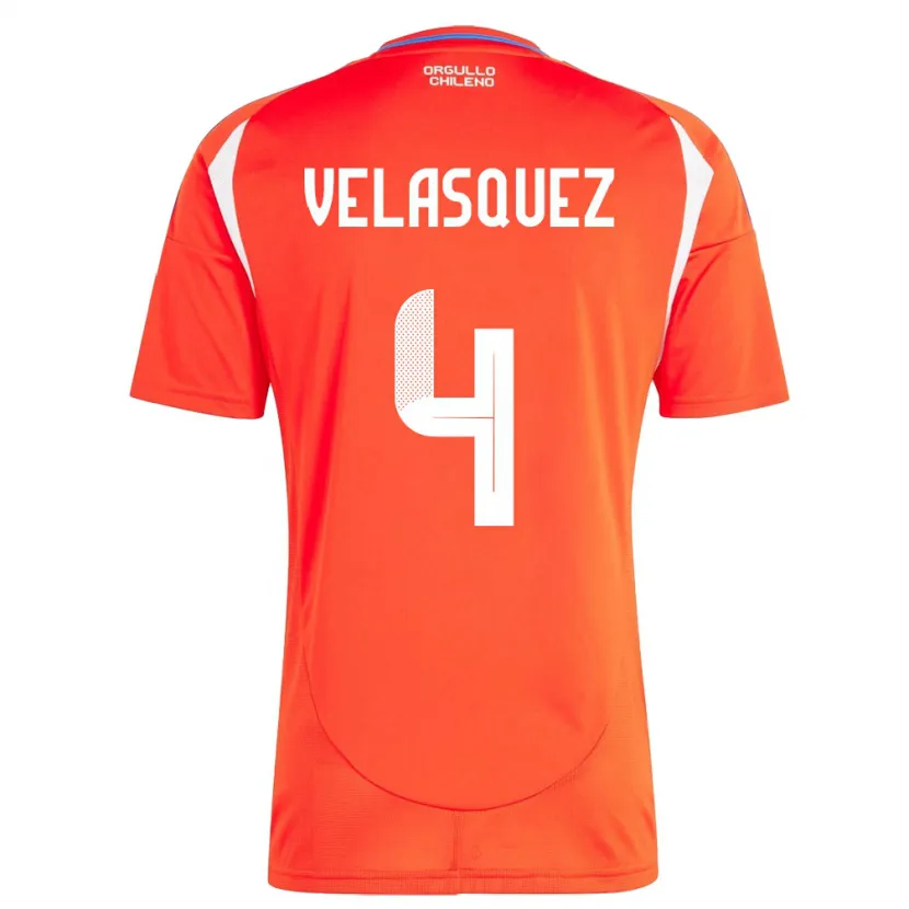 Danxen Damen Chile Lucas Velásquez #4 Rot Heimtrikot Trikot 24-26 T-Shirt Schweiz