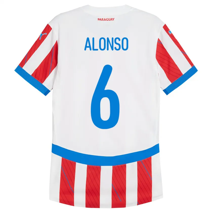 Danxen Damen Paraguay Júnior Alonso #6 Weiß Rot Heimtrikot Trikot 24-26 T-Shirt Schweiz