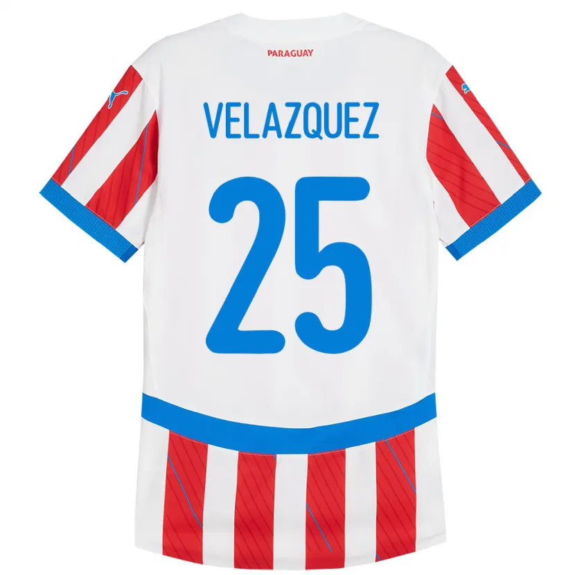 Danxen Damen Paraguay Gustavo Velázquez #25 Weiß Rot Heimtrikot Trikot 24-26 T-Shirt Schweiz