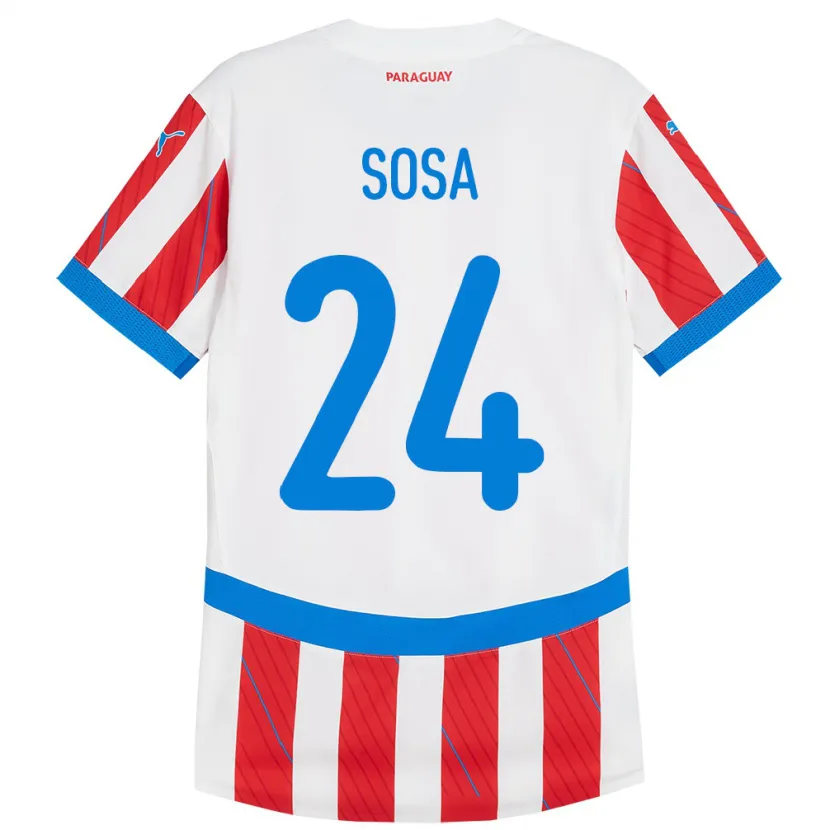 Danxen Damen Paraguay Ramón Sosa #24 Weiß Rot Heimtrikot Trikot 24-26 T-Shirt Schweiz
