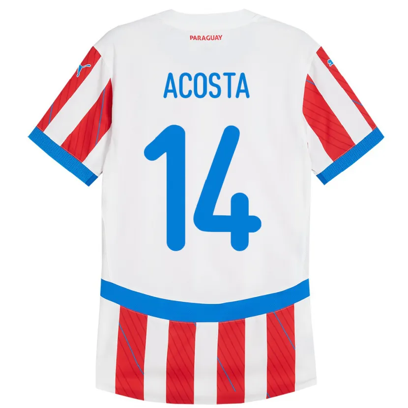 Danxen Damen Paraguay Emilio Acosta #14 Weiß Rot Heimtrikot Trikot 24-26 T-Shirt Schweiz