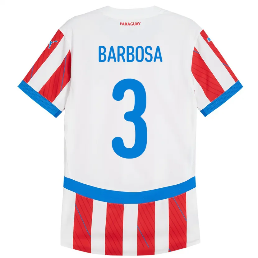 Danxen Damen Paraguay Camila Barbosa #3 Weiß Rot Heimtrikot Trikot 24-26 T-Shirt Schweiz