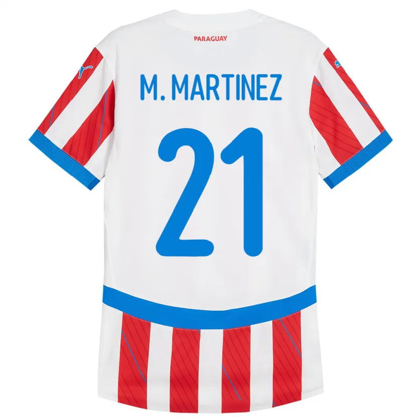 Danxen Damen Paraguay María Martínez #21 Weiß Rot Heimtrikot Trikot 24-26 T-Shirt Schweiz