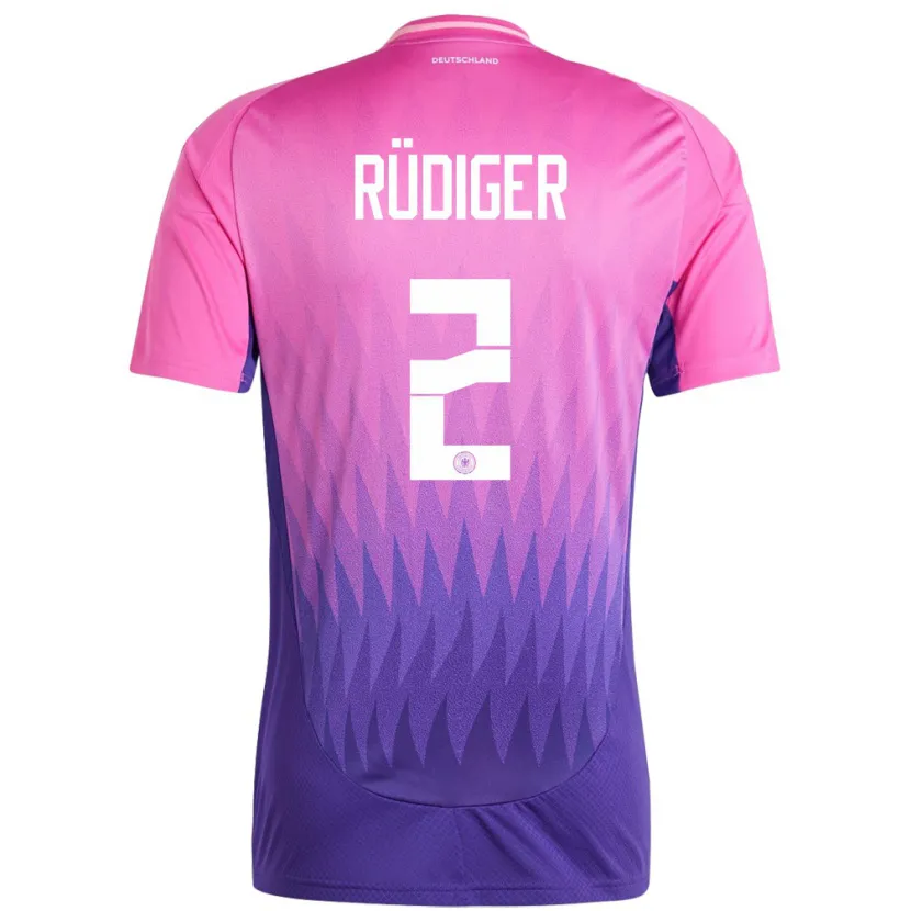 Danxen Damen Deutschland Antonio Rudiger #2 Pink Lila Auswärtstrikot Trikot 24-26 T-Shirt Schweiz